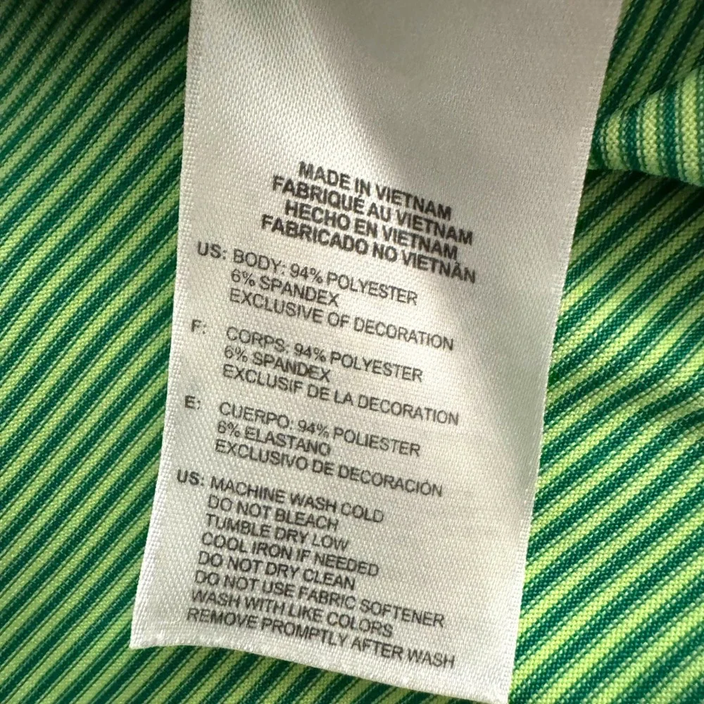 Adidas Polo Shirt Men XL Green Micro Stripe Climalite Short‎ Sleeve Golf Top